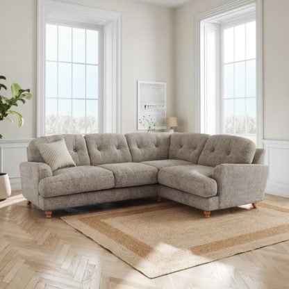 62cc89113a6b5f77d039a7ef7d190af08e6f11487ea90065892b877a8120d8ae.jpg An Image of Martha Chunky Chenille Full Corner Sofa Chunky Chenille Mushroom