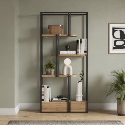 6f5f01982e7ab64c6dfa88e241f97d153e326197f73dbad89e5361f30ae74e32.jpg An Image of Blaise Tall Shelving Unit Oak