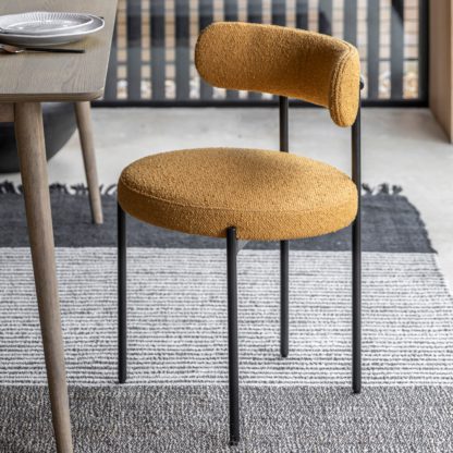 99c931a9651a56f89f195642e91521068677156b4fa3a19ea647e93e8f36ea27.jpg An Image of Set of 2 Mesa Dining Chairs, Fabric Ochre