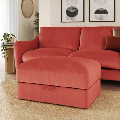 9aed14b874baafab2583a91ee304ea2694d7ee98a7964668e94e1b344c04d708.jpg An Image of Hattie Matte Plush Velvet Storage Footstool Matte Plush Velvet Caramel