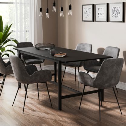 b585ce29d691aabdcb13b1bbc6a808b7ddc1aaa4499ffd3708bffae0aed22d81.jpg An Image of Fulton 6 Seater Rectangular Extendable Dining Table Fulton Black Oak
