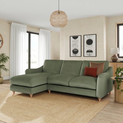 cf06fae9fe9260d5481fc5232a0b96b6f3f8ac14a34da469dab084333819832e.jpg An Image of Hattie Matte Plush Velvet Corner Sofa Matte Plush Velvet Sage