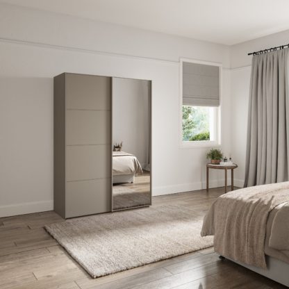 1cb4ba0a5678d7c00a83e9ad27220f47a727b74bb7f527f33a271392e8f62620.jpg An Image of Wiemann Altena Sliding Mirrored Wardrobe Pebble
