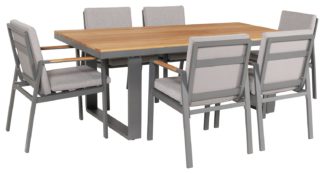 An Image of Pacific Stockholm 6 Seater Aluminium Patio Set - Grey