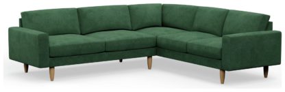 265a8256d8dced2f0de1daa02867828bade5883839f20f0458b295c72a8eba1e.jpg An Image of Hutch Velvet Block Arm 6 Seater Corner Sofa - Sage Green
