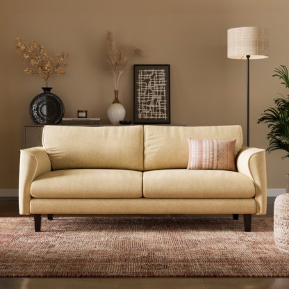 30e3f4cb34ad334061bd505357c8d0e78d1ac9208ace966cbc5dfc0a93f64675.jpg An Image of Darla Curved Faux Linen KD Sofa 3 Seater Clay (Red)