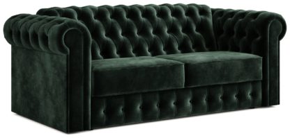 3bb0515cd9348f1af29f42476f45c515f6eb94177706adbb0255f1cb91c97145.jpg An Image of Jay-Be Chesterfield Velvet 3 Seater Sofa Bed - Dark Green