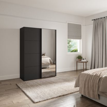 41d87f4b24b36bfe726b9a1c5d6a96339b183bcab8778306d3ab8f3402db3ec1.jpg An Image of Wiemann Altena Sliding Mirrored Wardrobe Pebble