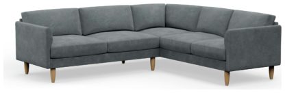6c7842b2dff46c5db3b7b77ecc4d6b297fec54f978464786b628e7d0132b0c81.jpg An Image of Hutch Velvet Curve Arm 6 Seater Corner Sofa - Ink Blue