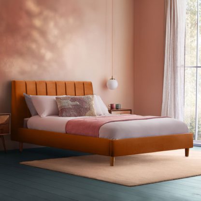 760785b443426777c9a2b5dca0284cd1ab6b884ce0df27217fc85c1f1a4a9b77.jpg An Image of Silentnight Octavia Bed Frame, Velvet Maritime Velvet