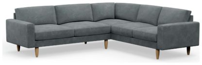 790d3db632ce1297fbcedde7250786b3ba90776cd6428a8031a5e405637dbba3.jpg An Image of Hutch Velvet Block Arm 6 Seater Corner Sofa - Sage Green