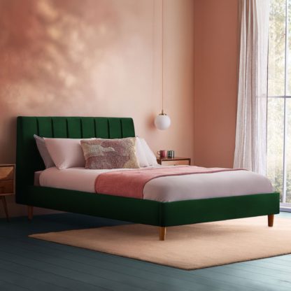 8318632afcc7e4f1531fb052a3e54ba3ca60f7b6f383a5174763c7c8b872211b.jpg An Image of Silentnight Octavia Bed Frame, Velvet Maritime Velvet