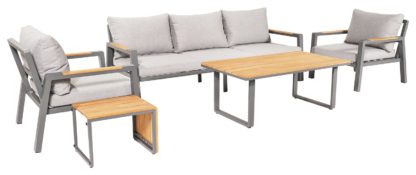 96f3f2fc017d8784361625dff938e85bcd936bdbd3c801cd21ffbd65f3dee8cd.jpg An Image of Pacific Stockholm 5 Seater Aluminium Garden Sofa Set - Grey