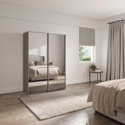 a82f6954465ede3a37c59000ff626861f4d996dbac8ff27e48209790b6dc1122.jpg An Image of Wiemann Altena Sliding Mirrored Wardrobe Pebble