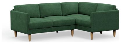 dd770daa9d1baa8fbf23495a42998573996d3d019cb713d2cf5d9c8e31b3eab3.jpg An Image of Hutch Velvet Curve Arm 4 Seater Corner Sofa - Sage Green
