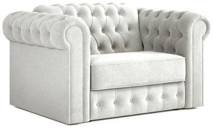 f8be566b9aa641356baf959024e1ac4eec3b56ac7dedb7c84702ab15f9f6db72.jpg An Image of Jay-Be Chesterfield Fabric Cuddle Sofa Bed - Light Grey