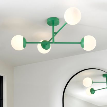 215d7712ea29c54462cf10c1a5275ffb94eaded084dcac8eb3e9ecdaac547689.jpg An Image of Tela 4 Light Semi Flush Bathroom Ceiling Light Green