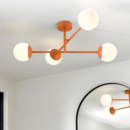 23f0139930544c8ffd22942eba0e81e3401c56ed8b29a34f2997acd8ac2fe1cd.jpg An Image of Tela 4 Light Semi Flush Bathroom Ceiling Light Green
