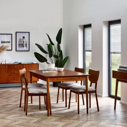 7ba8cbd60657612a2bf1c2cdba42e122187332e989dda0998790969ed2762e3c.jpg An Image of Lowry 4-6 Seater Extendable Dining Table with 2 Drawers Brown