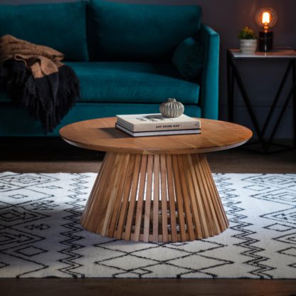 b9ca6db3506c29afe3af4621a398991c9786e677bd149bea793f37630e5b405c.jpg An Image of Dawson Slatted Coffee Table Natural