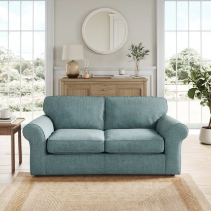0c55cdfc59ad5c7e2f8a8dea8909ce3f9ce81141a3cc76f18004cf69c43d1f5b.jpg An Image of Flori Tonal Plush Chenille 2 Seater Sofa Bed