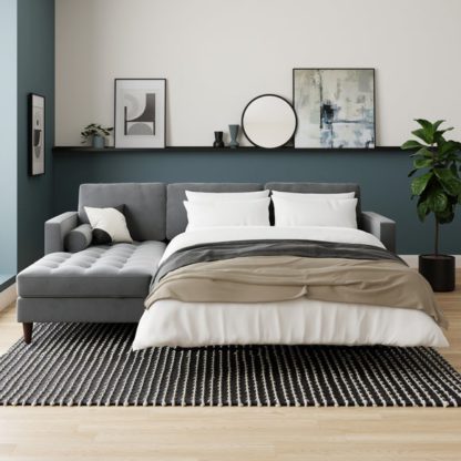 1fabdafbd40eee801aab6d845a5d4dee44694d837a913edfc9493e04371306ca.jpg An Image of Zoe Velvet Corner Storage Sofa Bed