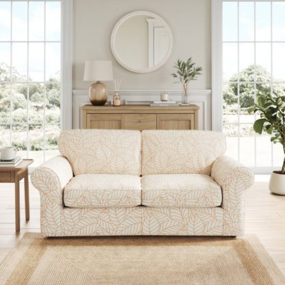 1fc6804690f62755a3d7828954365641d9b9731ba8ae79502345f9e9d02ae3a1.jpg An Image of Flori Woven Leaf Fabric 2 Seater Sofa Bed