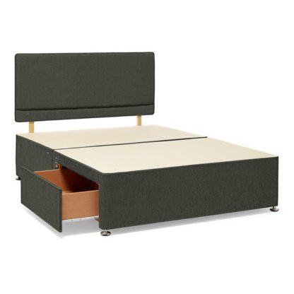 26b61f2de4d9505b63f5e5c3554898fb94de955474b07607e01da6a7448234ce.jpg An Image of Return - Universal Chenille Divan Base, Double Charcoal with 2 Drawers