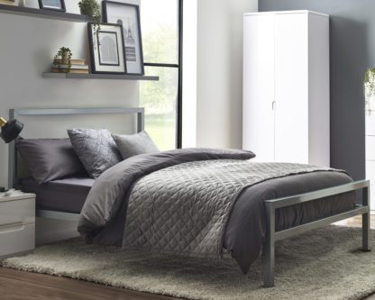 27881fe90767782499fba5ef1a42e8f8a74053fc83ab244cf5adc12b4b235c46-1.jpg An Image of Soto - Small Double - Low Foot-End Bed - Silver - Metal - 4ft