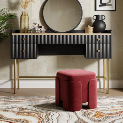 2f8cfe5ee31b232e3a48f70f188faaa10e96c20c8b5cd1486330c40898ce7ff5.jpg An Image of Hailey Velvet Footstool Black