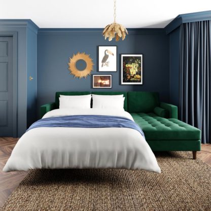 43ff3c3a051fb461b626a57362910341b5e8839dd19986b7342b913f6cbd82bd.jpg An Image of Zoe Velvet Corner Storage Sofa Bed