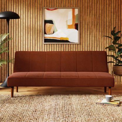4881dc81fc1d35a4df3a46e2c3cfadb94182bdae6668d9143b6368394251aa1e.jpg An Image of Niko Velvet Clic Clac Sofa Bed Ink (Blue)