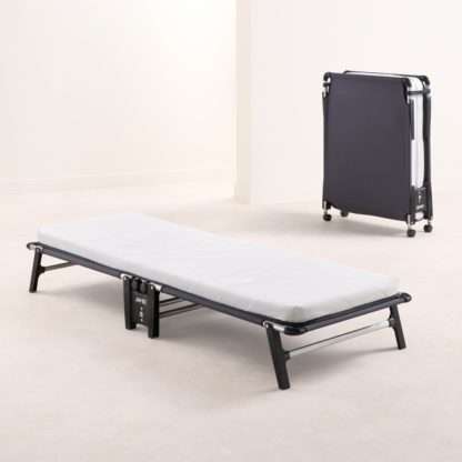 4b9d47494e0021c20f8f97f5f7ddb2723fdad06e2a82a4ff7da5c3a271fb61ed.jpg An Image of Jay-Be – Single - Hideaway Folding Bed with Rebound e-Fibre Mattress – White/Black – Metal/Fabric – 3ft