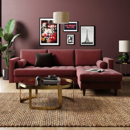 4ce9ee1993781c8842b3be95fcb3f84bf9f94856d4322c07a339e10fdbd674a3.jpg An Image of Zoe Velvet Corner Chaise Sofa