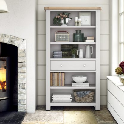 51107cce8c0f712cb800ad5e35e604004bc25f391fd32a2f3ed31dc4560d3bd1.jpg An Image of Salcombe Large Bookcase Stone (Grey)