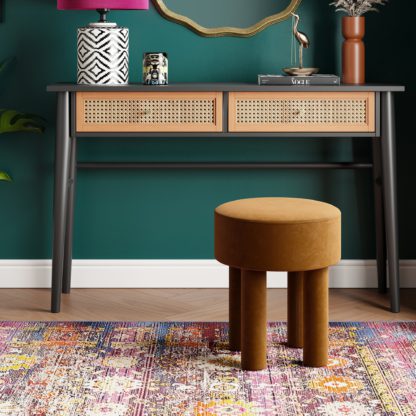 54243b31db3eddfe00d786737a19db71f83f6cb6f5bbad8dd43f22c545aef562.jpg An Image of Gianna Velvet Footstool Orange Umber