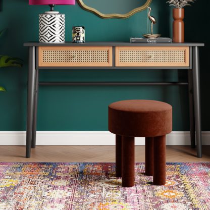 5882851342a881cde8ad250acff45f495032d4ab1a8be8aa10e3b70253d6e2ce.jpg An Image of Gianna Velvet Footstool Orange Umber