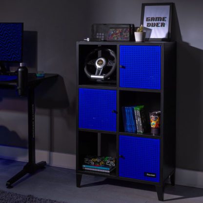 5c877be4ff6321cb96ece3e7b7920beda275db1351ea2375b891e56306d564da.jpg An Image of X Rocker Mesh Tek Tall 6 Cube Storage Unit
