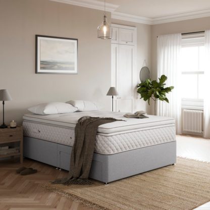 63db12de5a5fc7add79ab045e4528ef107be8c561cc2eb7592e6adb3564bc4cc.jpg An Image of Fogarty Open Coil Memory Pillowtop Mattress and Divan Set, Faux Linen