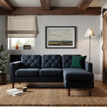 67a0e7d1f2d54c720f7f856f703473ddc45be3395e6ba8c7ebc4bcdf5480a3e9.jpg An Image of Jacob Velvet Buttoned Compact Corner Chaise Sofa