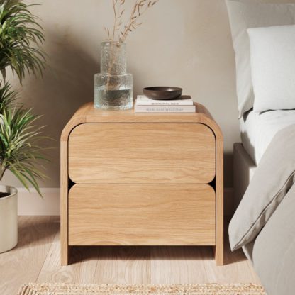 6946feab4c6643aec35b7091bbabd2ac1949f5fded7f1c805502afb9efd95816.jpg An Image of Bennett 2 Drawer Bedside Table, Light Oak