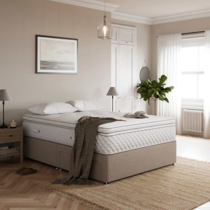 88be92037096c8c82b85b335d4716fd2ae87272ebc3cc10546d0504849a1bffa.jpg An Image of Fogarty Open Coil Memory Pillowtop Mattress and Divan Set, Faux Linen
