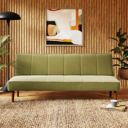 89e967cbc705e723054d6d86299257d1e4f68ece976ef6358fe7124d32f9ece6.jpg An Image of Niko Velvet Clic Clac Sofa Bed Ink (Blue)