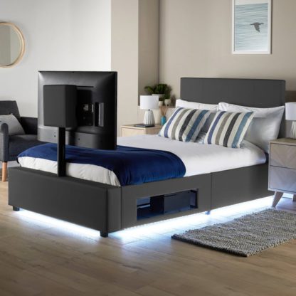 8e9b37b486d20e6a7ddcf7ec7fd82cad5b6e25adebb2b494a4c1ecadcba9fb61.jpg An Image of XR Living Ava TV Bed with LED Lights and TV Mount