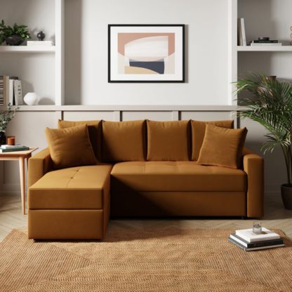 a3fb17ea71d81b85a8fa7f896414e3b74cb413bbabc3cf079e1e45c5b001be93.jpg An Image of Westley Velvet Corner Sofa Bed