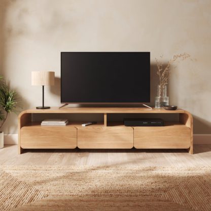 a5e8a06d5cd3e2fc57f22af8b6421cde16bd2ca95fa2c30f203bb51013f5be79.jpg An Image of Bennett Extra Wide TV Unit for TVs up to 70", Light Oak