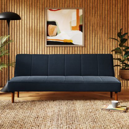 a97e8f274c99980209503665b9680547cd14da4191ae45969e3861d681f4d3f1.jpg An Image of Niko Velvet Clic Clac Sofa Bed Ink (Blue)