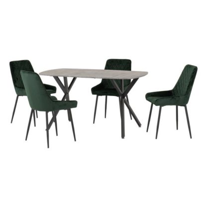 ac183af34378355cb50037bd2a5e7da03d3eb1454704e5ec496d0525254a00b0.jpg An Image of Athens Rectangular Dining Table with 4 Avery Chairs, Concrete Effect