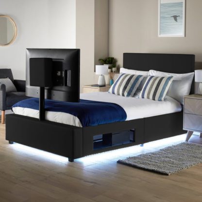 ad368028b346a9cb198b4902f8dc0d971bb11e4471f4151fdb04f1c6281087a8.jpg An Image of XR Living Ava TV Bed with LED Lights and TV Mount
