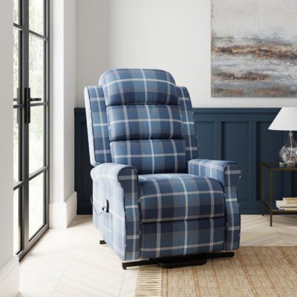 b18f39b1fdac87281b04fcc43875fa07d533c5c00b4bf5422fa838ea855bf1c3.jpg An Image of Edith Check Pattern Rise and Recline Chair
